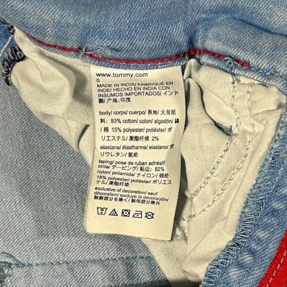 Tommy Hilfiger Womens Sz 0 Pockets Pink Striped Skinny Legging Denim Blue Jeans - Picture 5 of 10